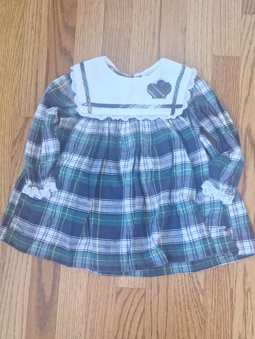 Vintage Magic Moments Green and Navy Plaid Dress with Sailor Collar